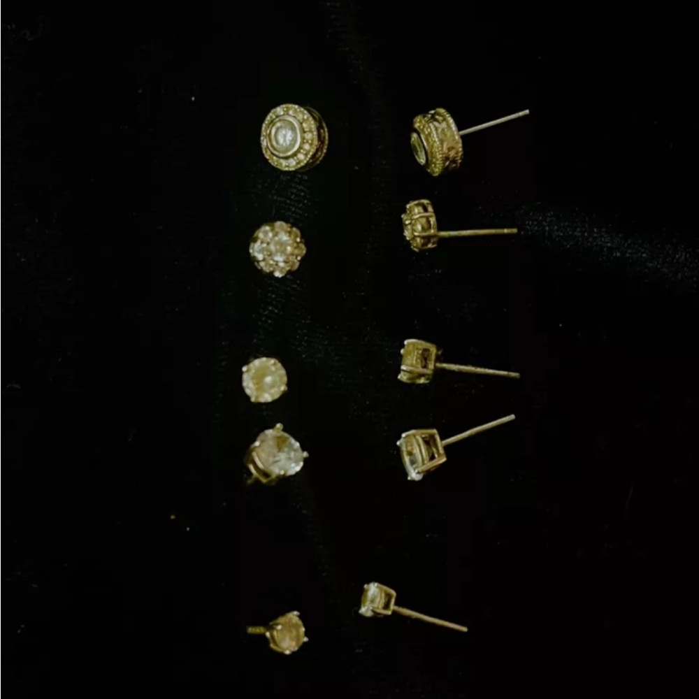 Elegant Jewelry Set - 925 Silver & Gold-Tone Assorted Stud Earrings - Floral